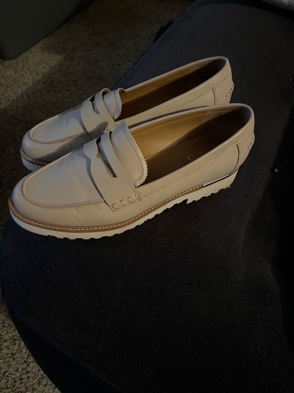 Franco Sarto Ivory Leather Penny Loafers
